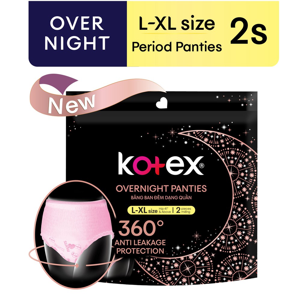 Kotex Overnight Menstrual Panties XL 2 Pads x 1 Packs (2 Pads
