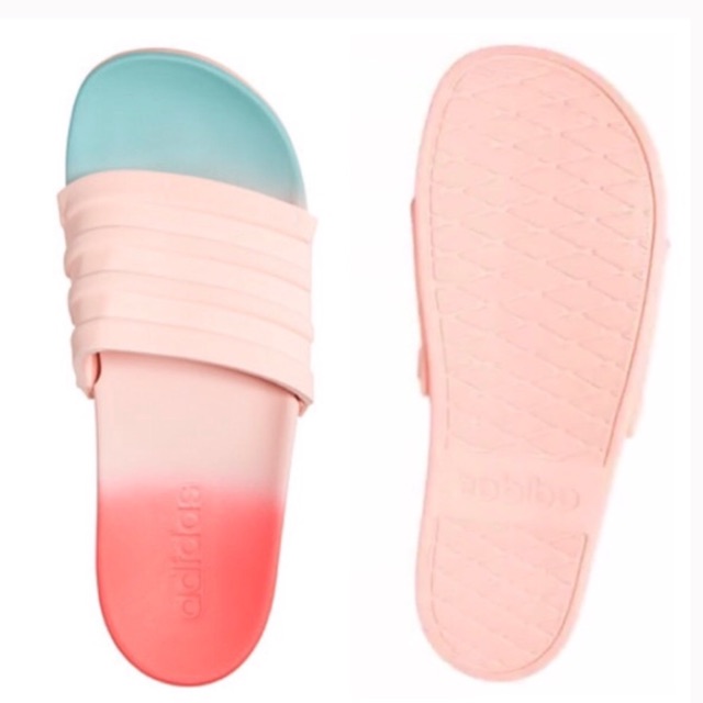 coral adidas slides