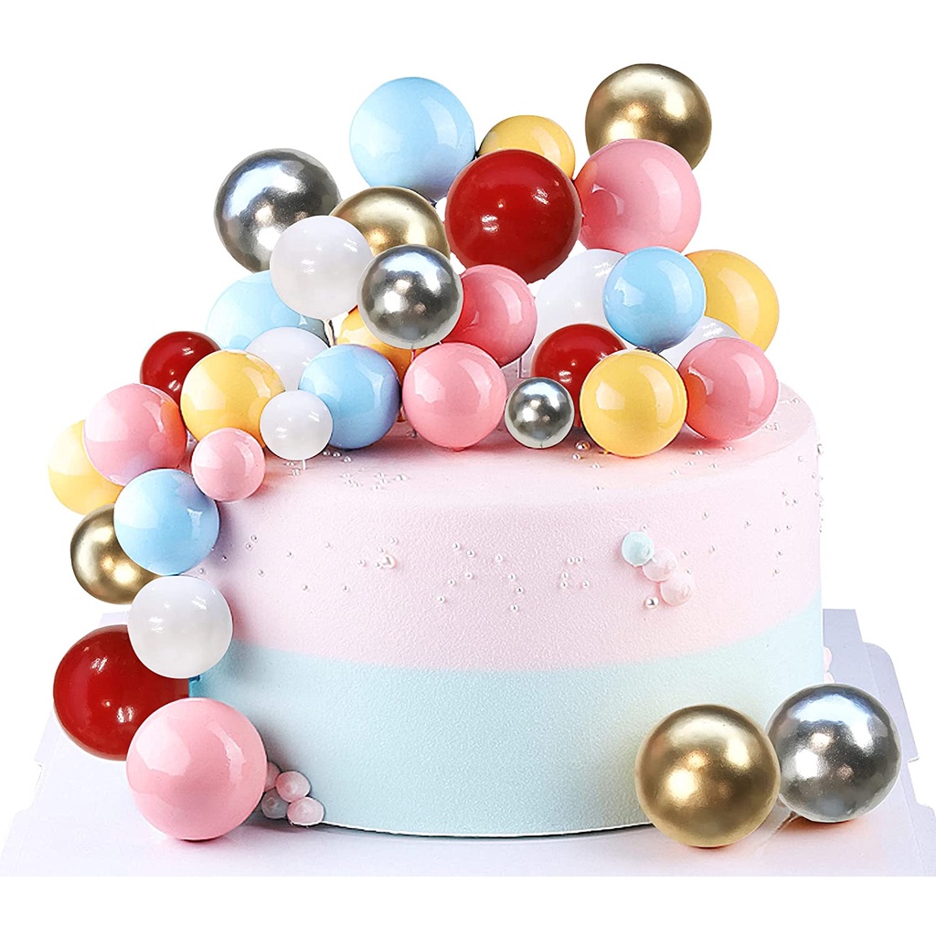 10pcs Multi-colored Cake Topper Foam Ball Birthday Cake Decoration INS Macaron Color Baking Tools Ornament Accessories