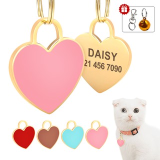 Cute Heart Shape Pet Dog ID Tag Stainless Steel Free Engraved Cat Pet Name Phone Address