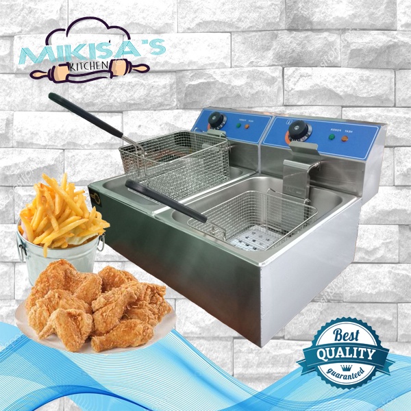 Heavy Duty Double Deep Fryer Electric Type 6 Liters x 2 Tank Stainless