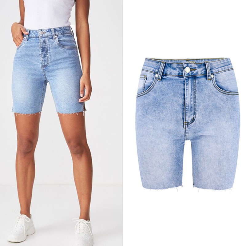 womens denim shorts mid length