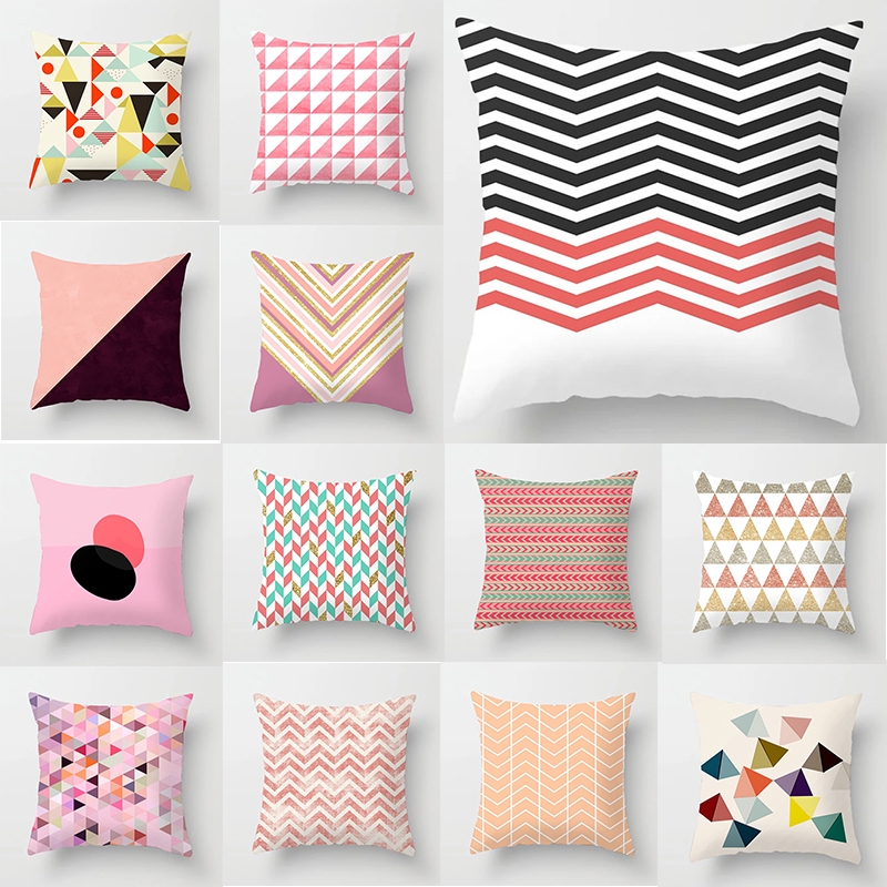 18 Inches Decoration Geometric Pattern Polyester Throw Pillow Case