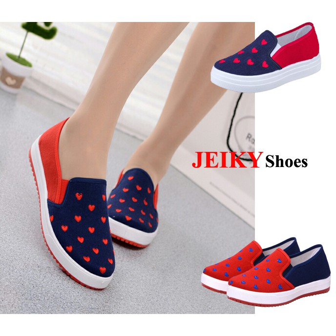 JYS. Ladies Heart Denim Loafers Korean Trendy Shoes #B205 (Add one Size) |  Shopee Philippines