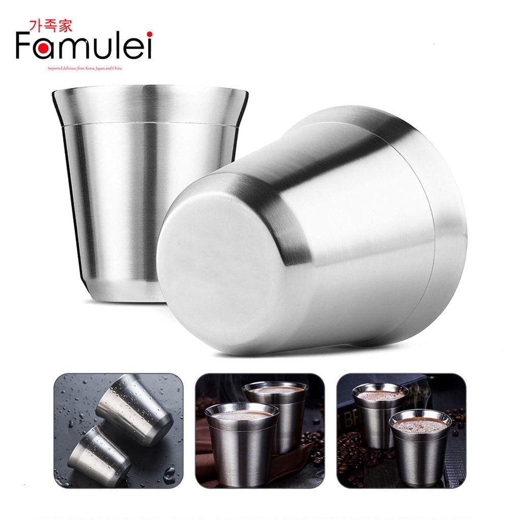 80ml /160ml Stainless Steel Espresso Cups Double Wall Demitasse