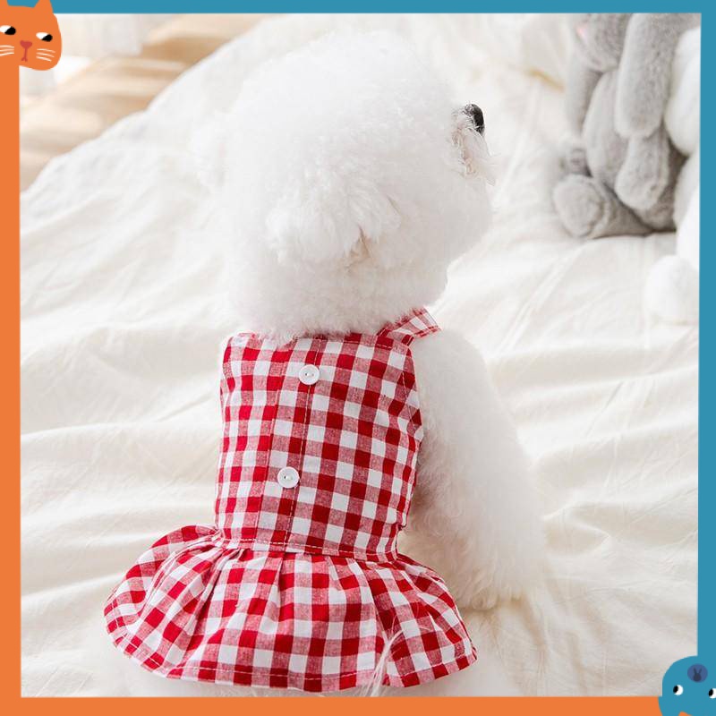 Dog Plaid Dress for Female  Pet Cat Skirt Puppy Outfits clothes #1