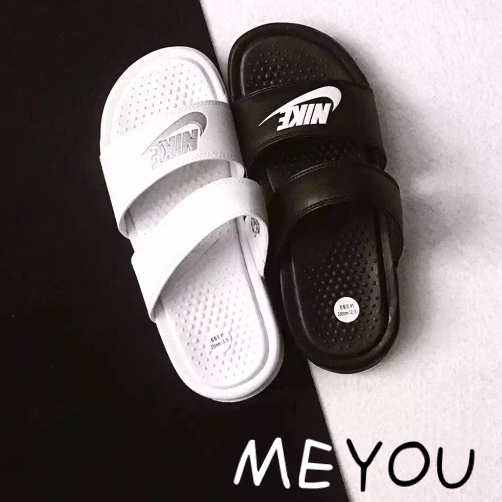 nike slippers white and black