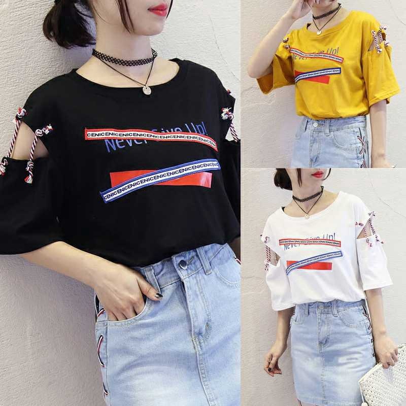 Fashion women s retro style  short  sleeved t shirt  Korean  