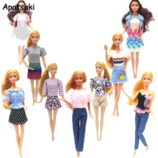 Set Fashion Doll Clothes For Barbie Doll Outfits Top Shirt Skirt Shorts Pajamas For Barbie Dress 1/6 Dolls Accessories Toys