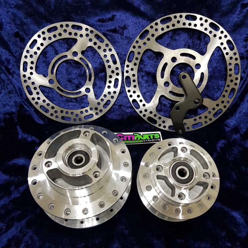 HUB SET RAIDER 150 w/ LIGHTEN DISC & BRACKET (w/ bearings & spacer