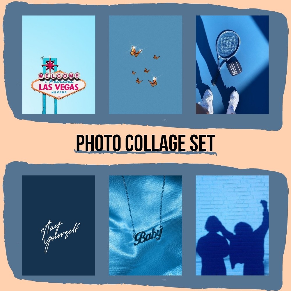 Blue Aesthetic Wall Collage Set