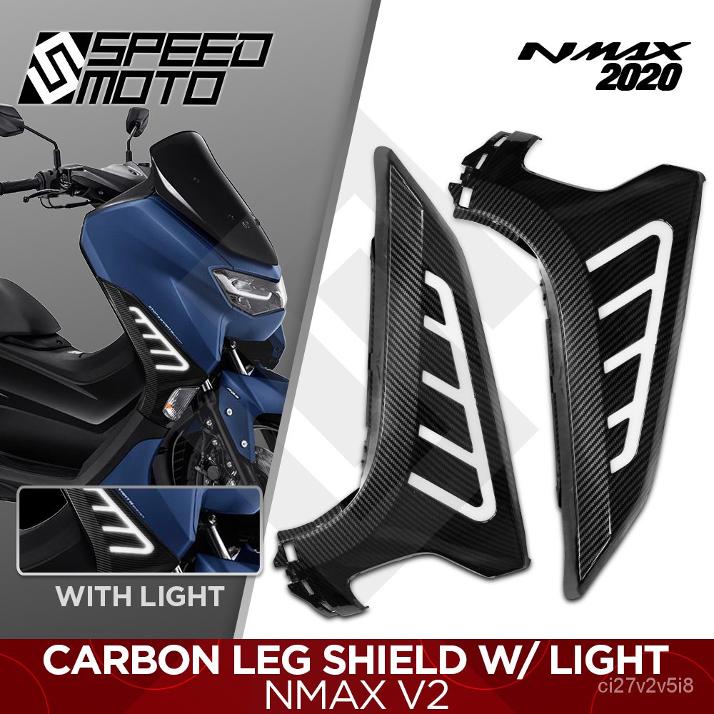 NMAX 2020 V2 Front Side Panel Cover LEG SHIELD CARBON COVER W/ LED LIGHTS SIGNAL LIGHT FOR NMAX
