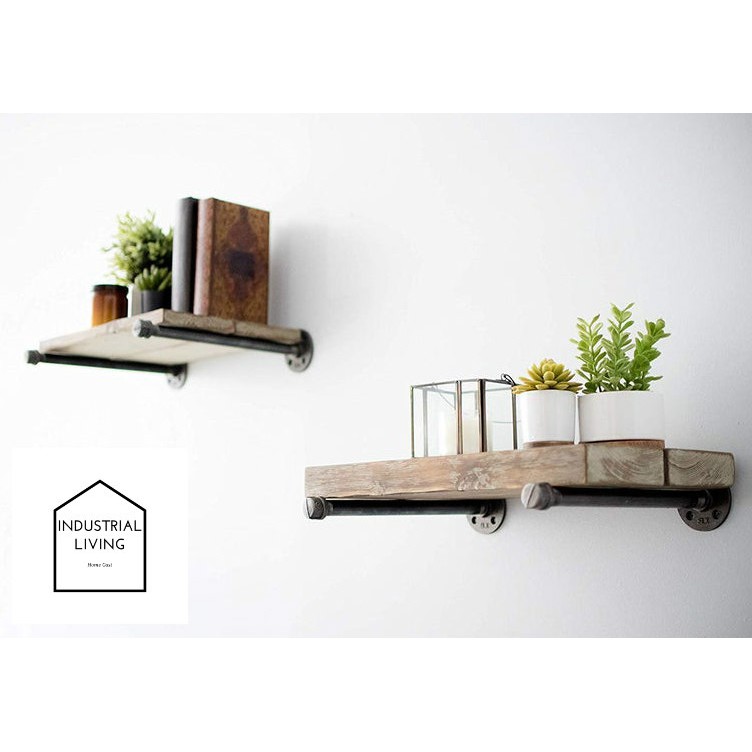 Industrial Black Iron Pipe Solid, Black Iron Pipe And Wood Shelves