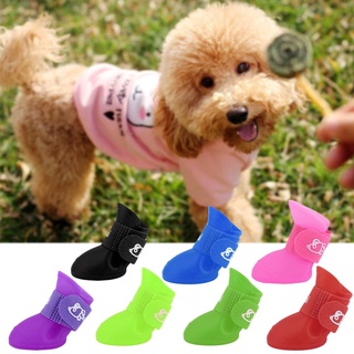 ◈☂Q❤4pcs Waterproof Pet Dog Shoes Anti Dirty Slip Boots For Puppy Dogs Rain Shoes