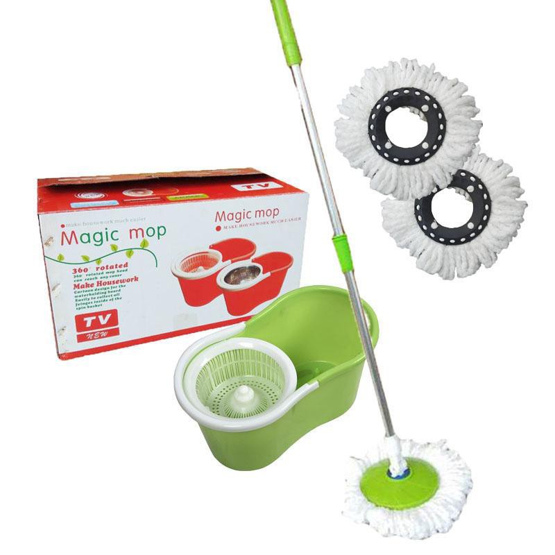 360 Spin Magic Mop Rotating Head Easy Magic Floor Mop Bucket with FREE