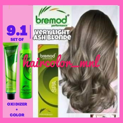 BREMOD 9.1 VERY LIGHT ASH BLONDE HAIR COLOR SET WITH OXIDIZER (100ML ...