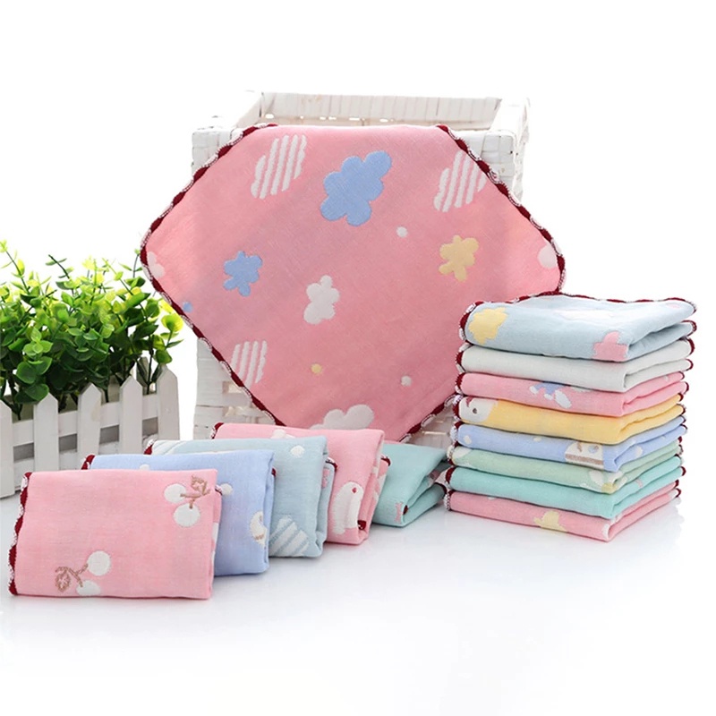 Soft Face Towel 6 layer 25x25cm Gauze Muslin Layer Cotton Bibs Baby ...