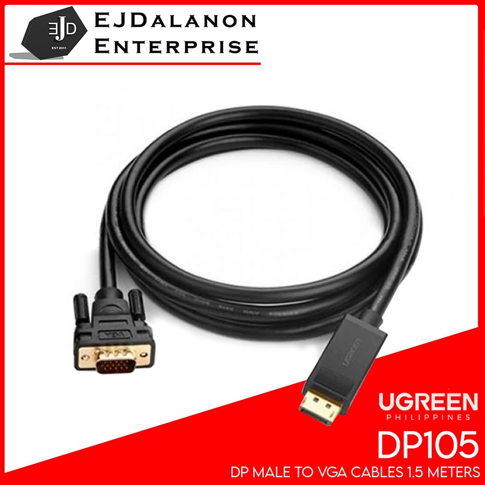 Ugreen Dp Male To Vga V1 1 Cable Black 1 5m Shopee Philippines