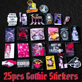 25pcs Gothic Grunge Waterproof Glossy Stickers for Laptop Luggage Journal
