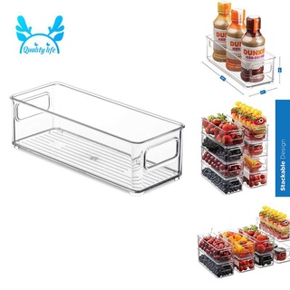1 Pcs Refrigerator Organizer Bins, Clear Stackable Plastic Food Storage Rack with Handles for Pantry, Kitchen #1