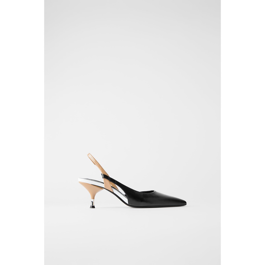 black mid heel slingback shoes