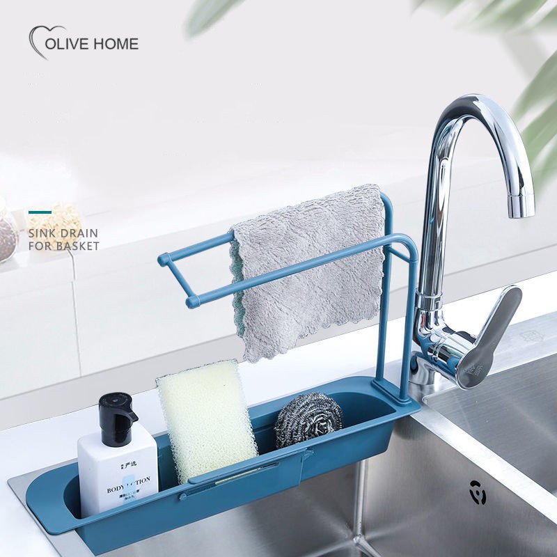 Details about   Telescopic Sink Rack Holder Expandable Storage Drain Basket for Kitchen BestTool 