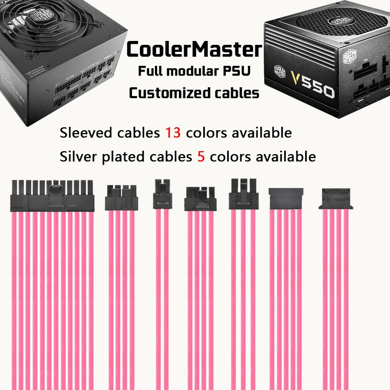 CoolerMaster full modular psu cables customized sleeved silver plated cables #8