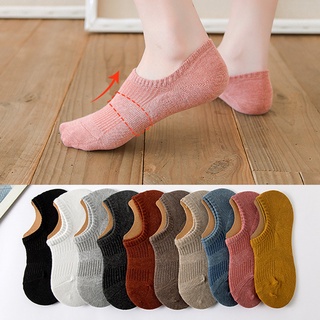 ECMLN Cotton Lady's Boat Socks Thin Women Solid Color Low-top Socks Black White Gray Shallow Mouth Invisible Non-slip Slipper Socks Free Size