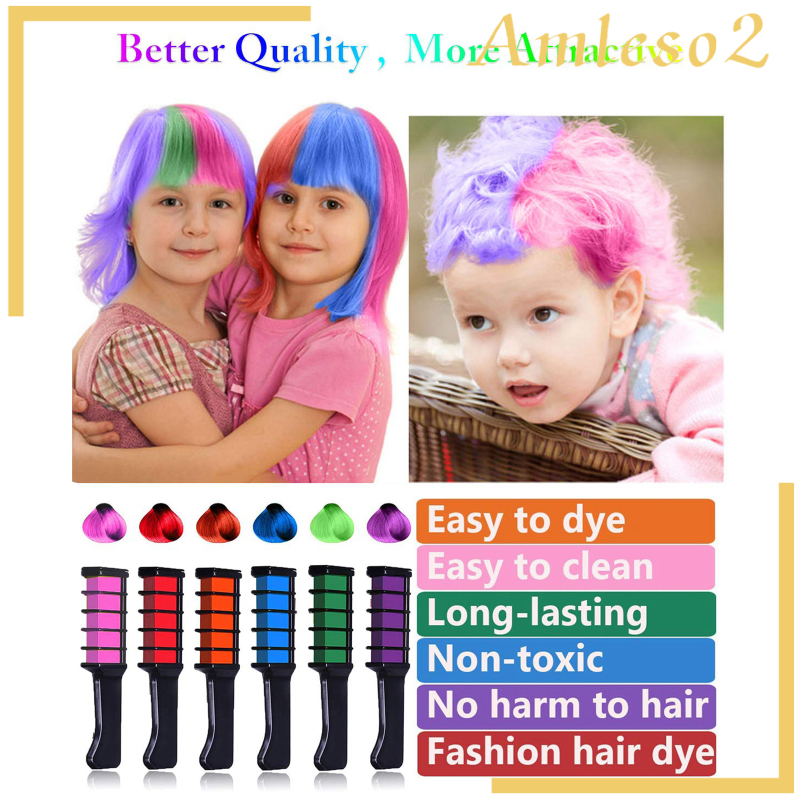 AMLESO2]New Hair Chalk Comb Temporary Bright Hair Color Dye for Girls Kids  New | Shopee Philippines