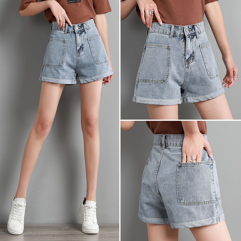 jean shorts with long pockets