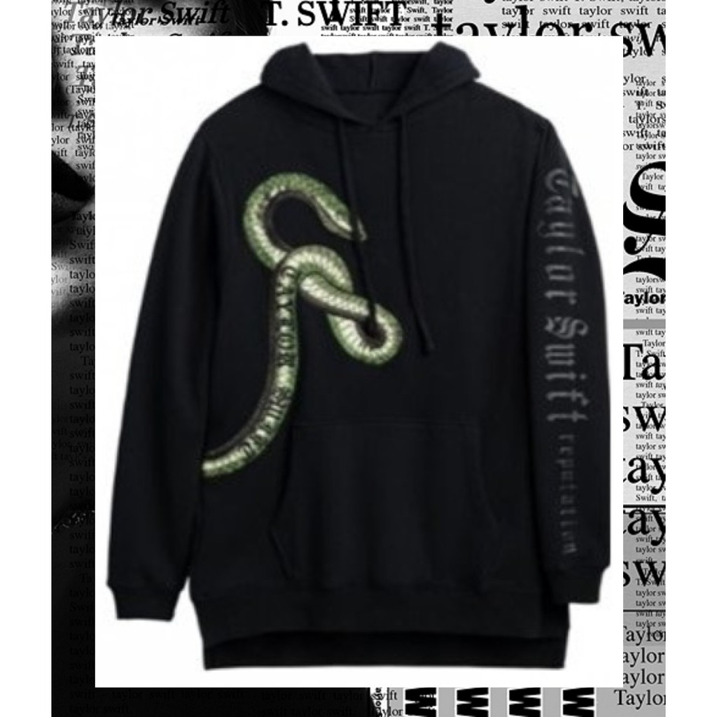 Taylor Swift Reputation Hoodie Green Snake Design