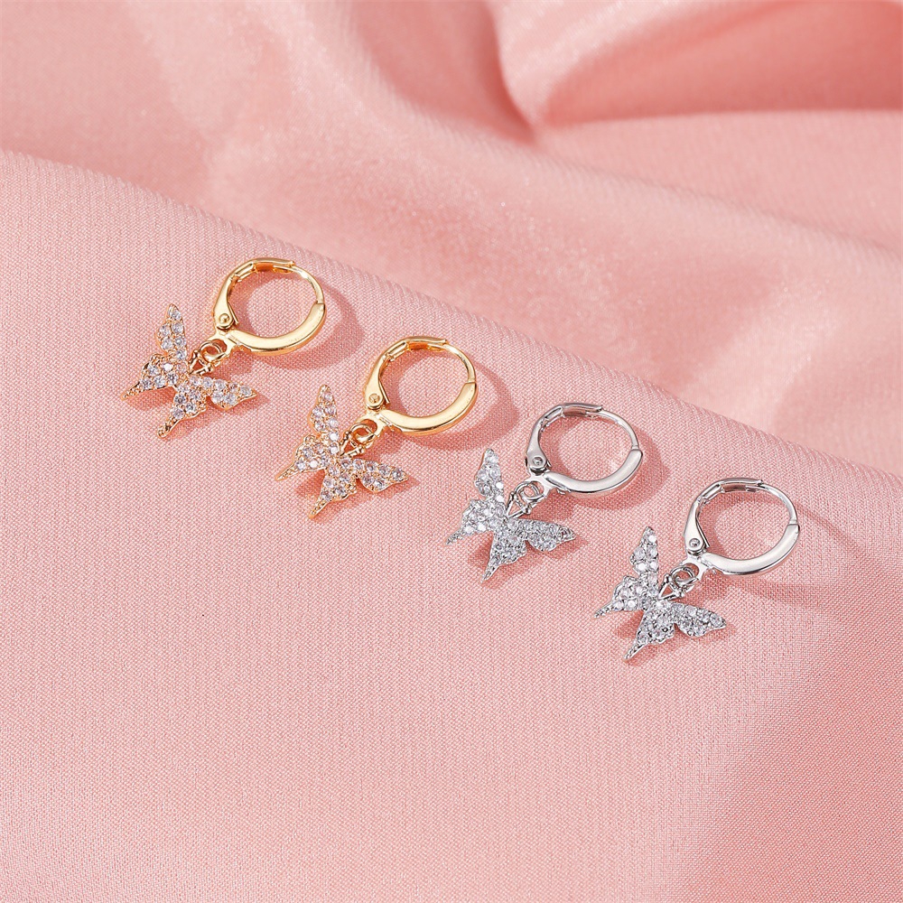 South KoreaS New Earrings Super Lovely And Sweet Fairy Butterfly Pendant Long Ear Temperament Personality Stud Earrings 