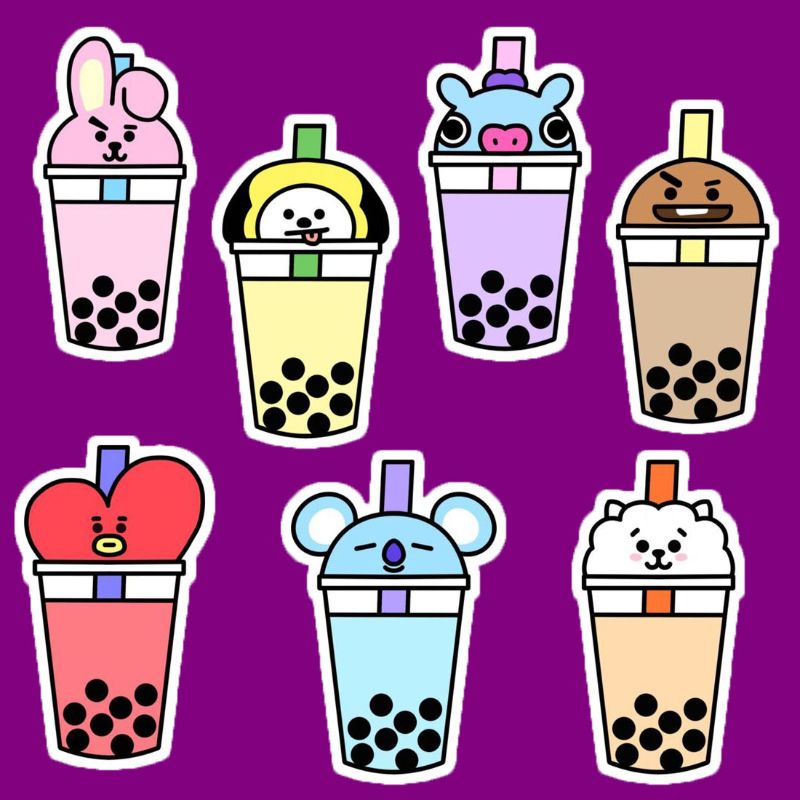 BT21 Stickers BTS Milk Tea Sticker High Quality Glossy Sticker Mang ...