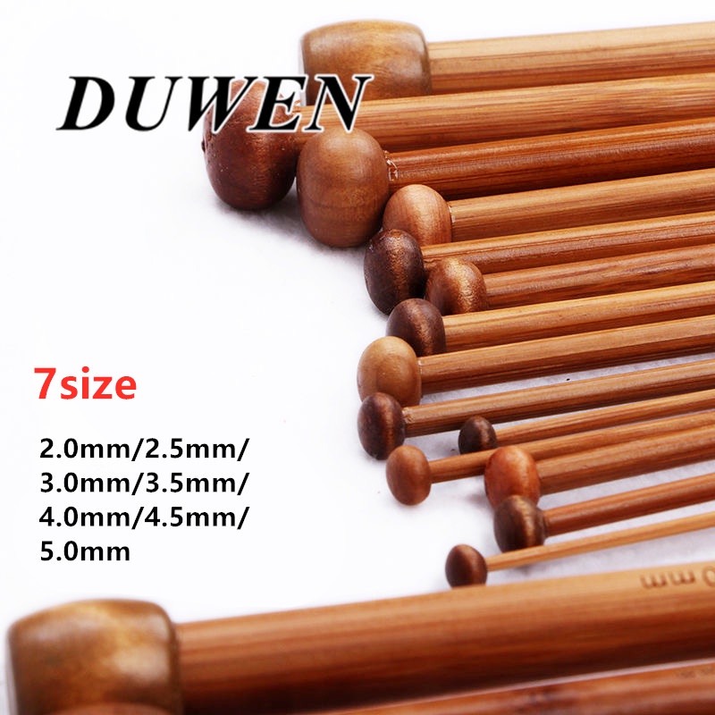 Duwen 7size (2.0mm~5.0mm) Knitted Sweater Stick Bamboo Needle Sweater Needle Knitting Scarf Hat Tool