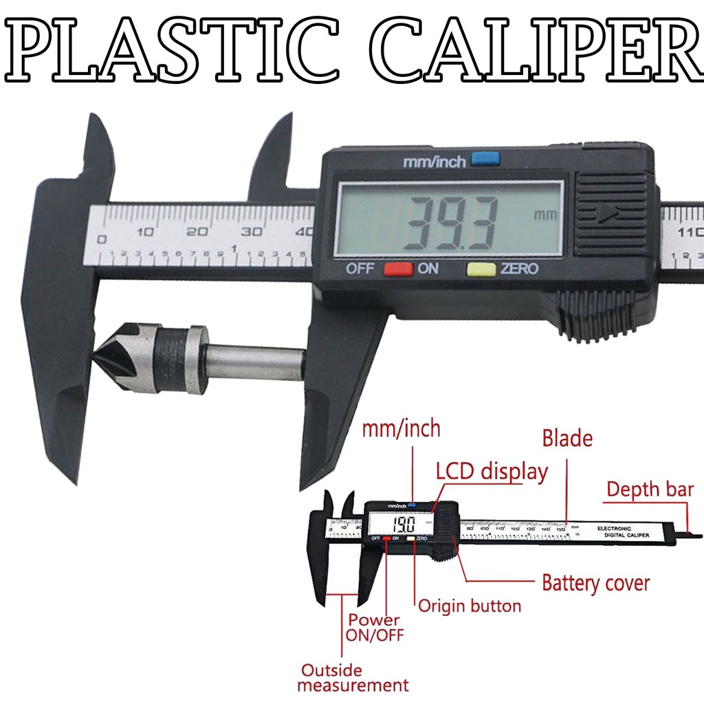 150mm 6 inch LCD Digital Electronic Carbon Fiber Vernier Caliper Gauge