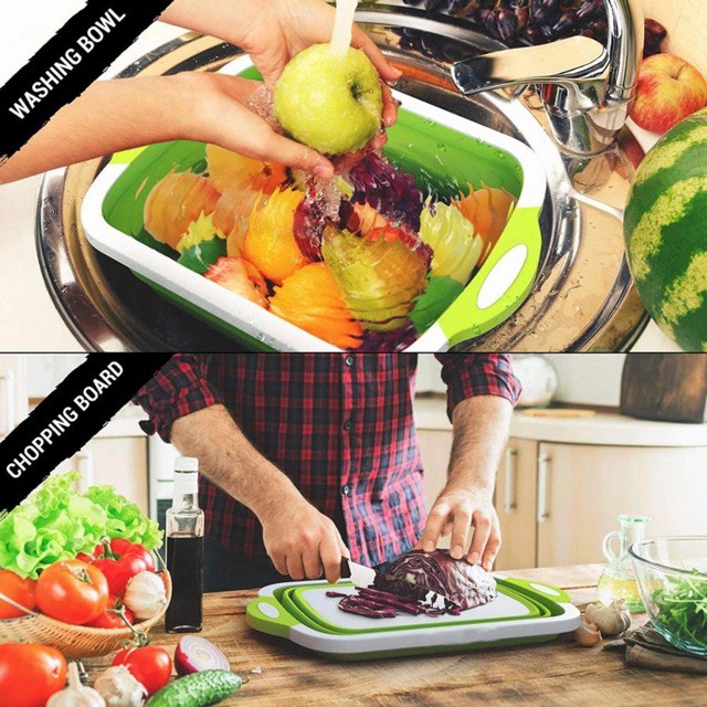 Folding chopping Cutting Board Drain Basket Vegetable Basin