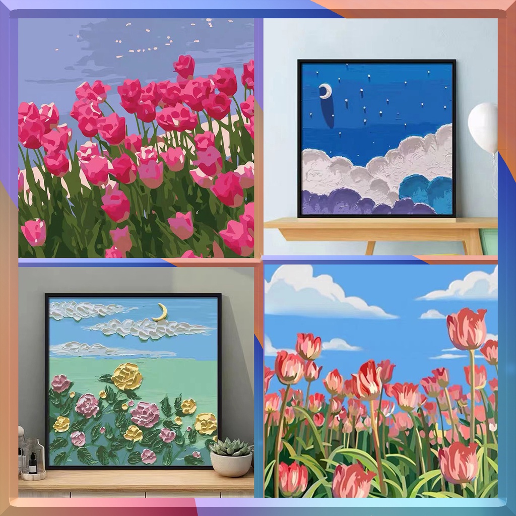 DIY Paint by Numbers for Adults Beginner, Canvas Oil Painting Kit Digital Painting 20*20cm