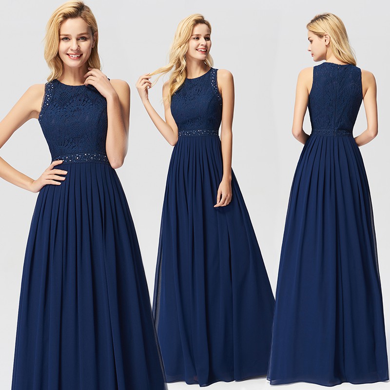 navy blue gown for bridesmaid