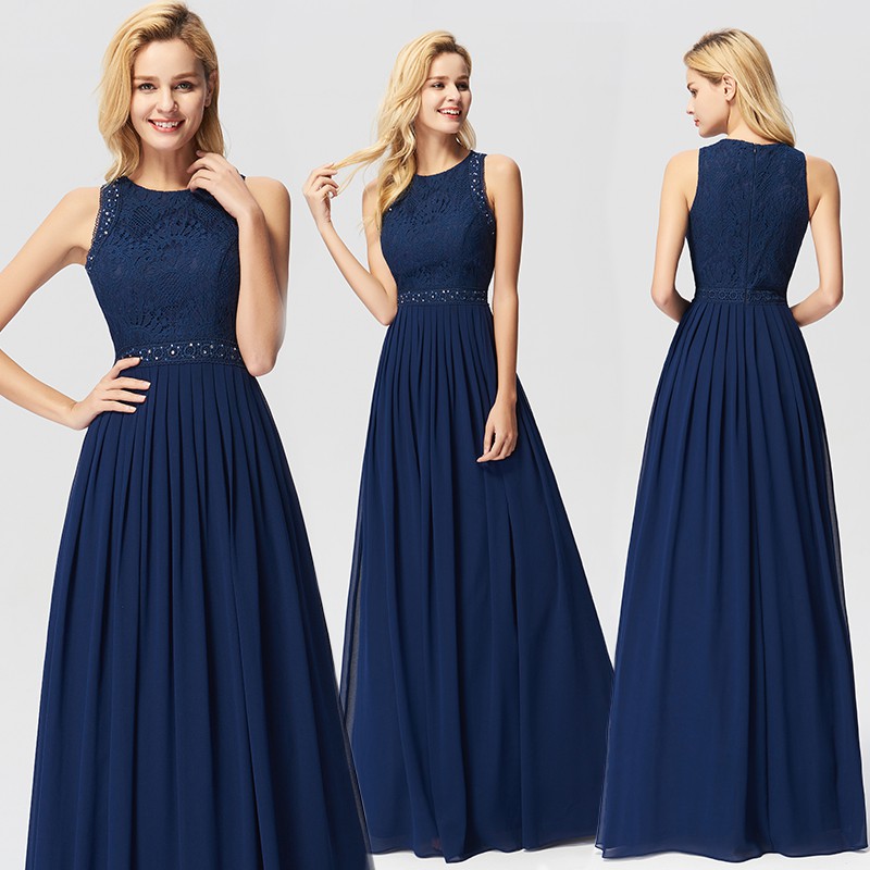 navy long gown