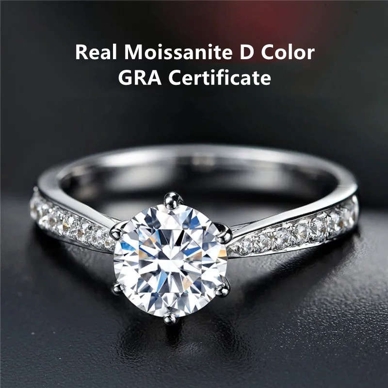 ♡Real moissanite D color diamond ring with GRA certificate S925