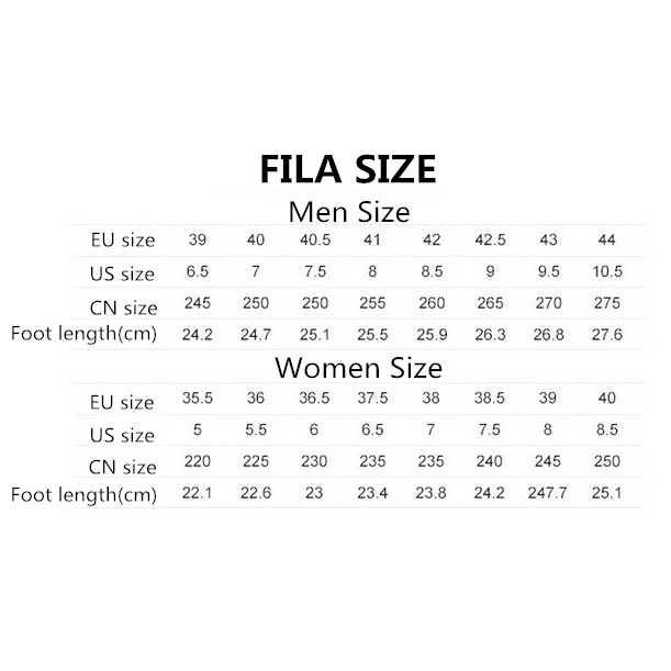 fila disruptor size cm