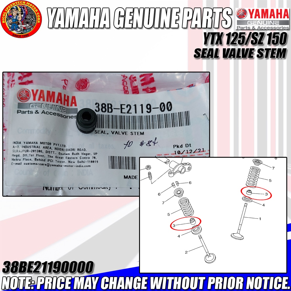 Ytx 125/Sz 150 Seal Valve Stem (Ygp) (Genuine: 38B-E2119-00) | Shopee  Philippines