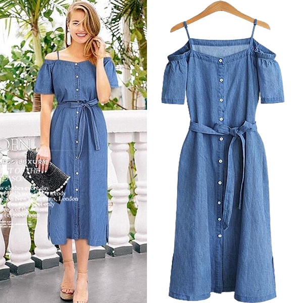 denim midi dress plus size