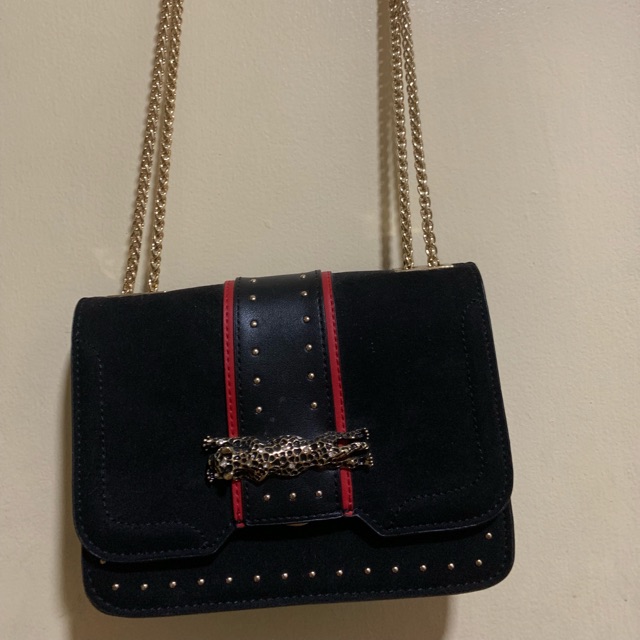 topshop black chain bag