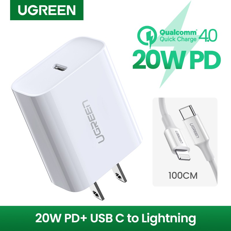 UGREEN 20W PD Fast USB Charger Quick Charge 4.0 3.0 Type C Charger for