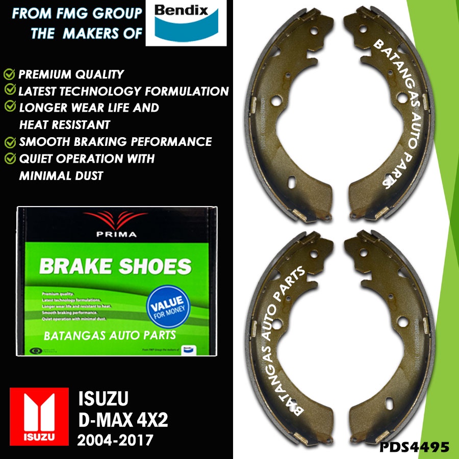 BRAKE SHOE ISUZU DMAX 2WD 20042017 SET 4PCS PRIMA BENDIX Shopee