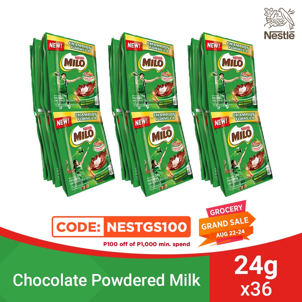 MILO Powdered Choco Malt Milk Drink 24g Pack of 36 sachets Shopee