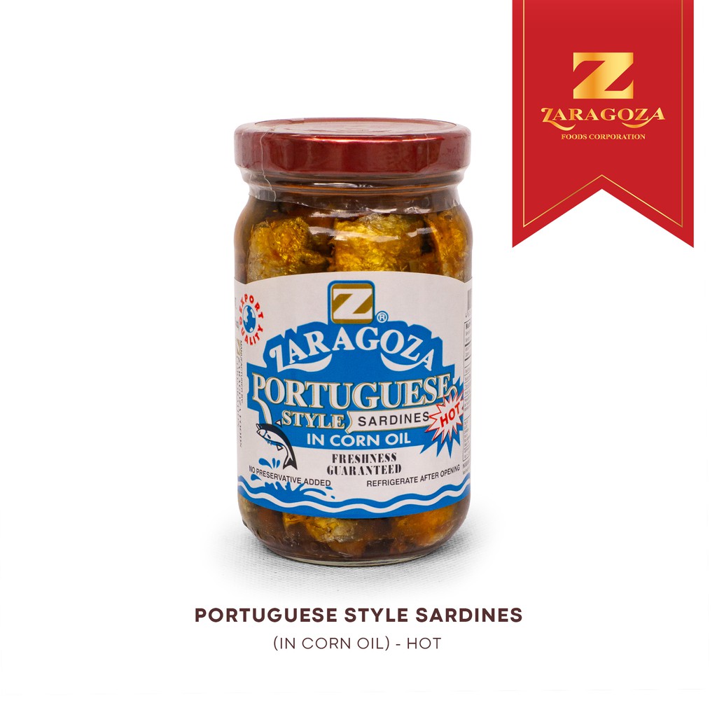 ZARAGOZA Portuguese Style Sardines in Corn Oil "HOT" Shopee Philippines