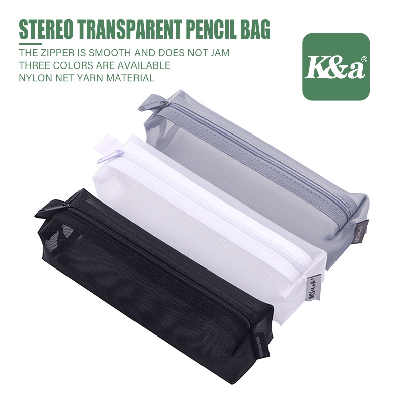K&A Transparent Stationery Bag Exam Special Student Net Yarn Pencil