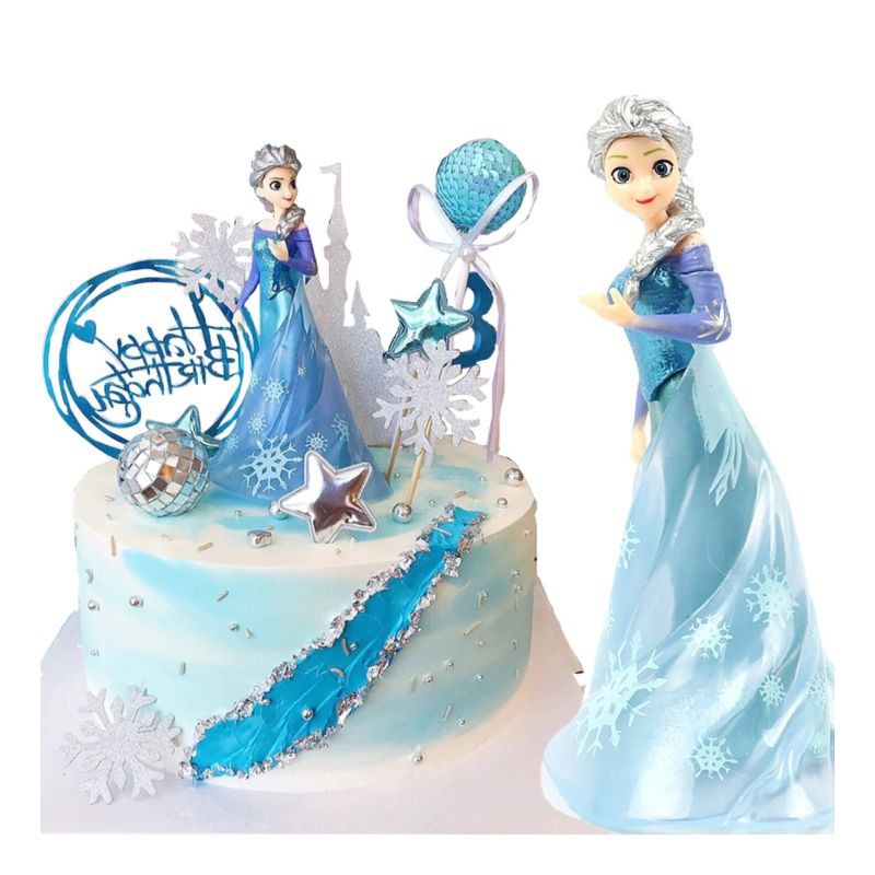 Ready Stock 1pcs Frozen Princess Elsa PVC Cake Decoration Girl Cake ...